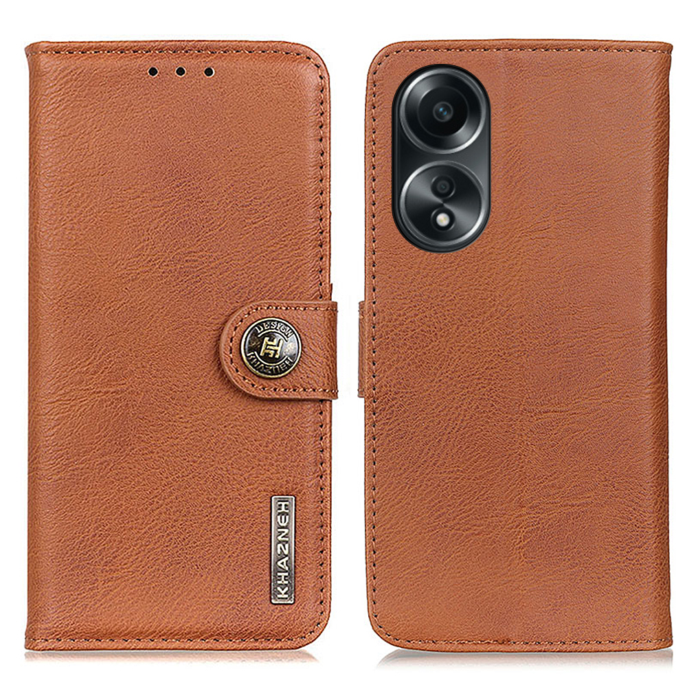 

Khazneh Handyabdeckung Für Oppo A58 4g, Cowide Textur Case PU Lederstand Wallet - Braun, Oppo A58 4G
