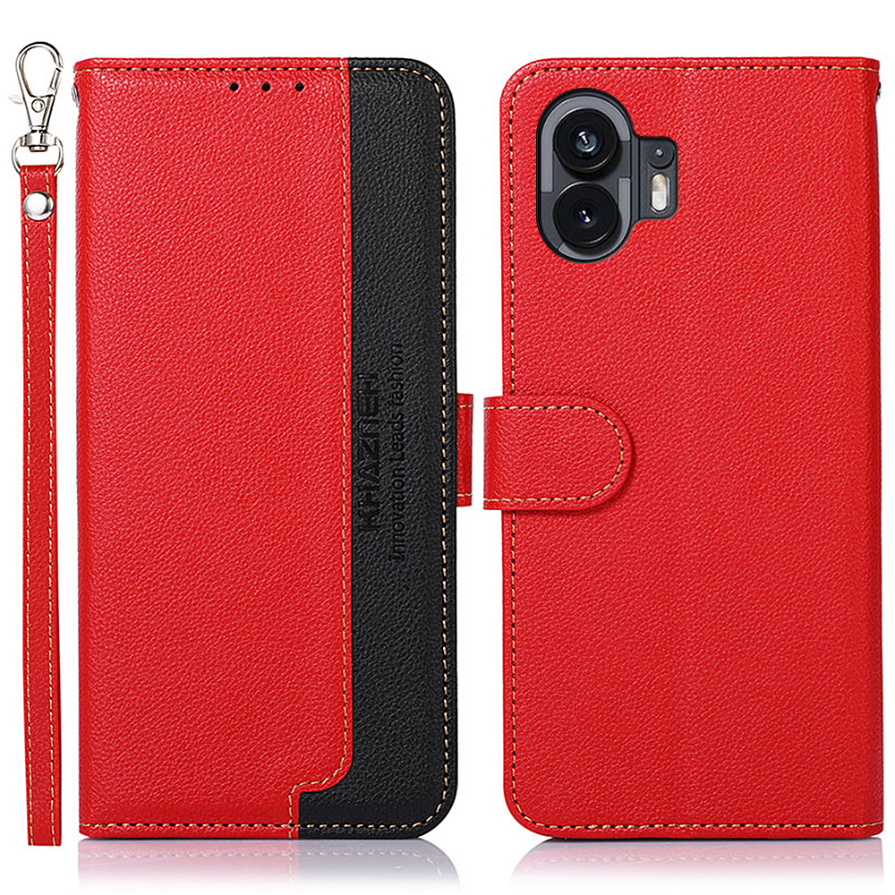 

Khazneh Für Nichts Telefon (2) Anti-kratzer Telefonschale Litchi Textur Wallet Stand RFID Blockierende Pu-lederhülle - Rot, Nothing Phone (2)