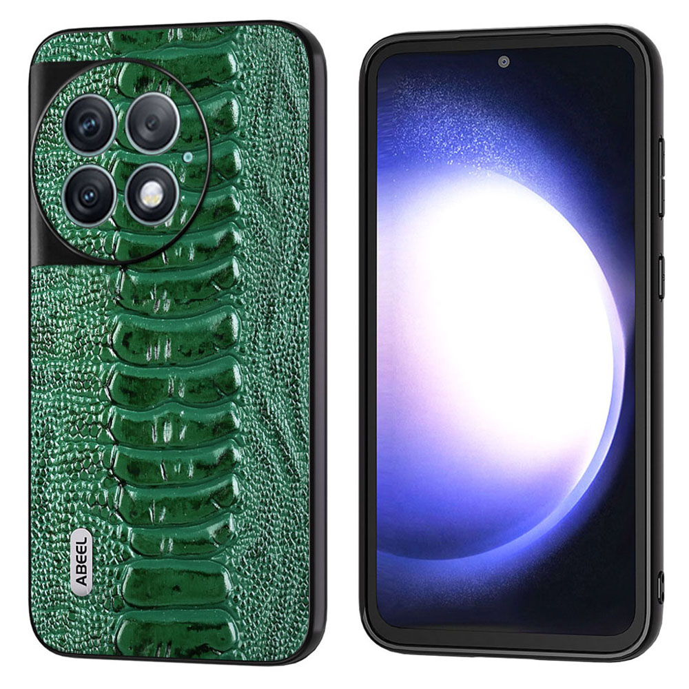 

ABEEL Für Oneplus Ace 2 Pro 5G Schockfeste Krokodiltextur Deckung Echtes Kuhleder -pc+tpu -telefongehäuse - Grün, OnePlus Ace 2 Pro 5G