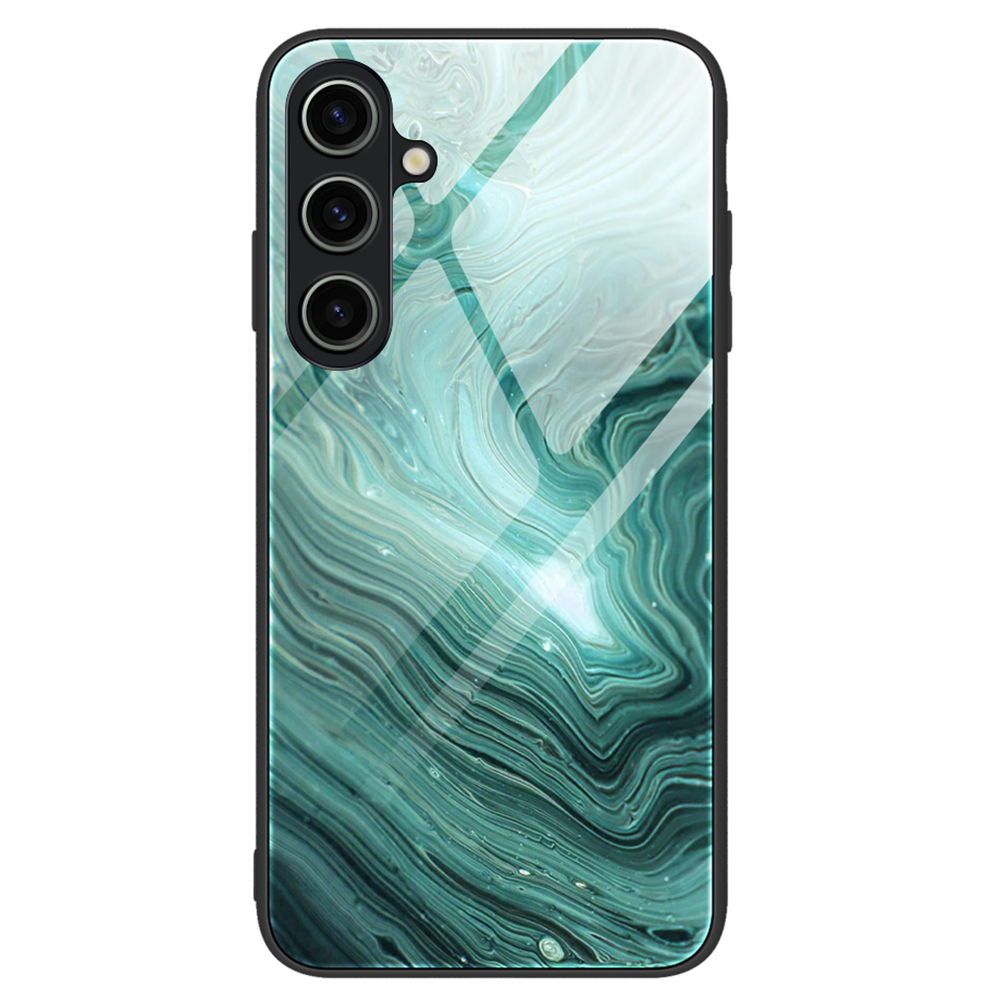 

Für Samsung Galaxy S23 fe Marmormuster Anti-kratzer-abdeckung Temperiertes Glas+pc+tpu Hybrid Telefonhülle - DL02, Galaxy S23 FE