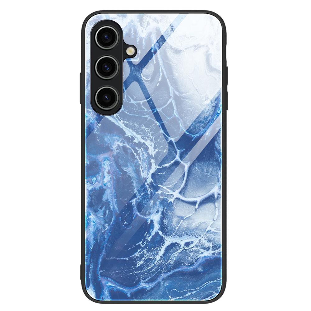 

Für Samsung Galaxy S23 fe Marmormuster Anti-kratzer-abdeckung Temperiertes Glas+pc+tpu Hybrid Telefonhülle - DL03, Galaxy S23 FE