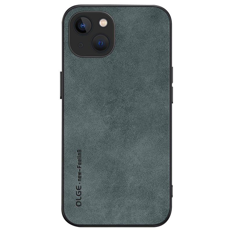 

Olge Für Iphone 15 Schockfeste Rückdecke PU Leder Beschichtetes TPU Soft Touch Phone Hülle - Grün, iPhone 15