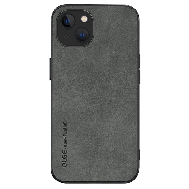 

Olge Für Iphone 15 Schockfeste Rückdecke PU Leder Beschichtetes TPU Soft Touch Phone Hülle - Grau, iPhone 15