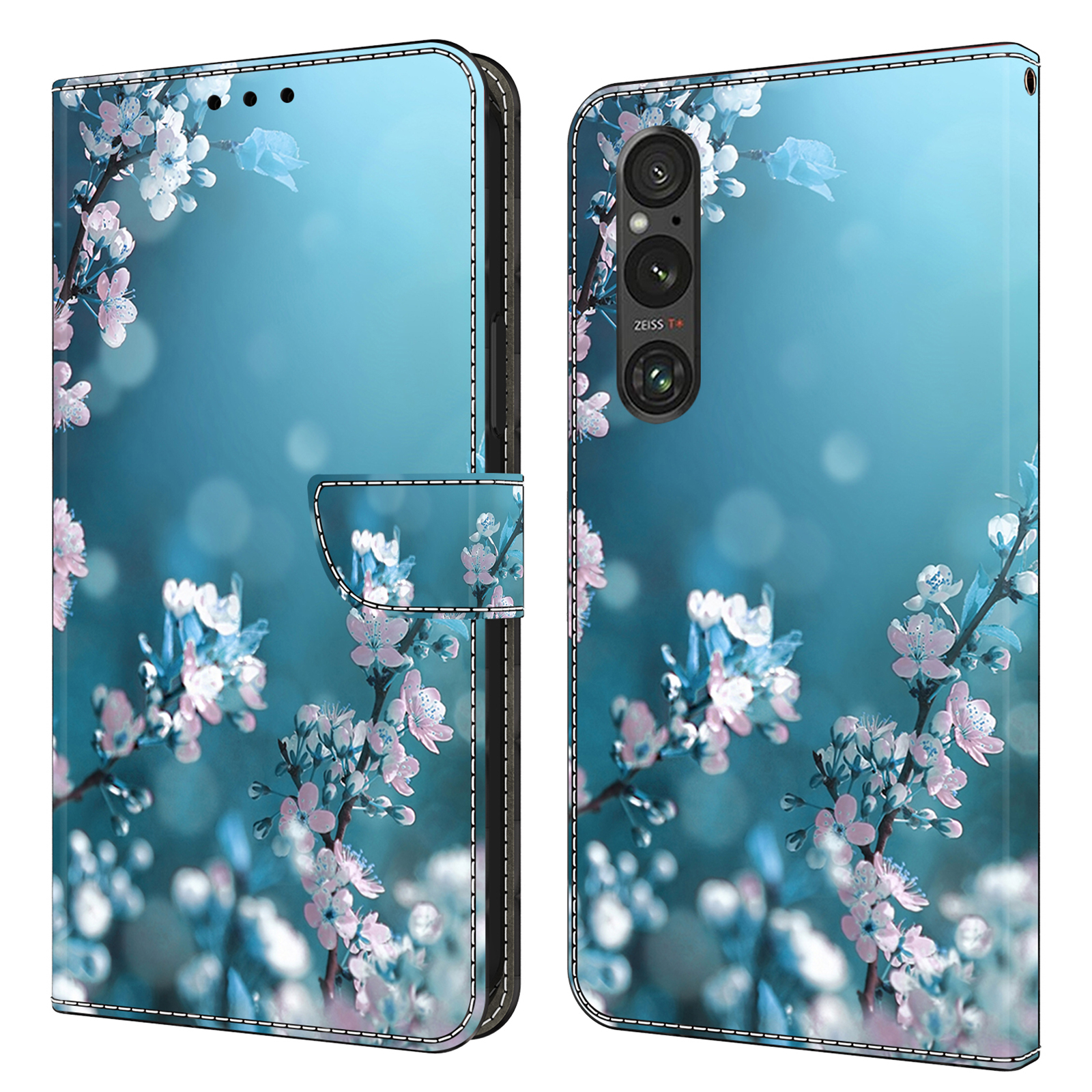 

Für Sony Xperia 1 V Wallet PU Leder Schutzhülle 3D -muster -druckständer Telefonabdeckung - Pflaumenblüten, Sony Xperia 1 V