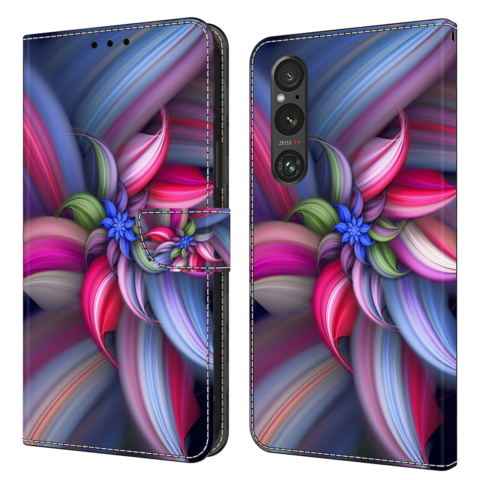 

Für Sony Xperia 1 V Wallet PU Leder Schutzhülle 3D -muster -druckständer Telefonabdeckung - Farbenfrohe Blumen, Sony Xperia 1 V