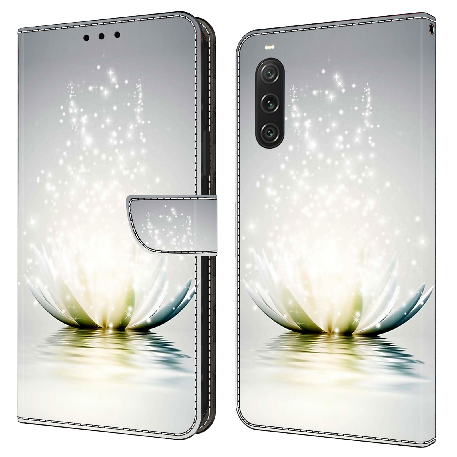 

Für Sony Xperia 10 V Schutzbrieftasche Hülle 3D -muster Druck PU Leder -telefonabdeckung Mit Ständer - Lotus, Sony Xperia 10 V