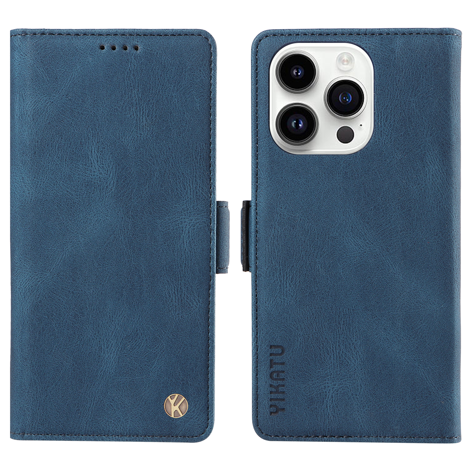 

Yikatu YK-005 Mobiltelefonhülle Für Iphone 15 Pro, PU Lederschale Magnetic Skin-touch Wallet Stand Cover - Blau, iPhone 15 Pro