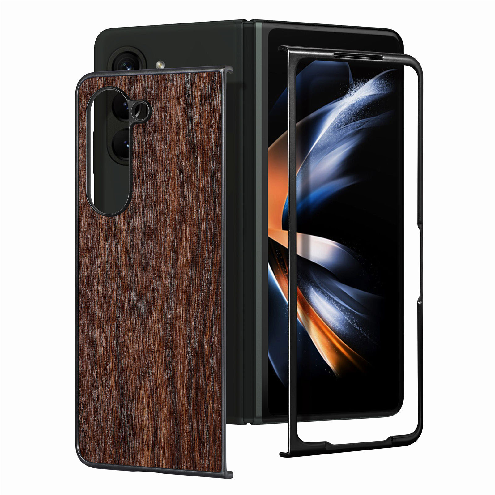 

Holztextur Telefonhülle Für Samsung Galaxy Z Fold5 5G PU Lederbeschichtete PC Schockdes Hartes Abdeckung - Stil A, Galaxy Z Fold5 5G