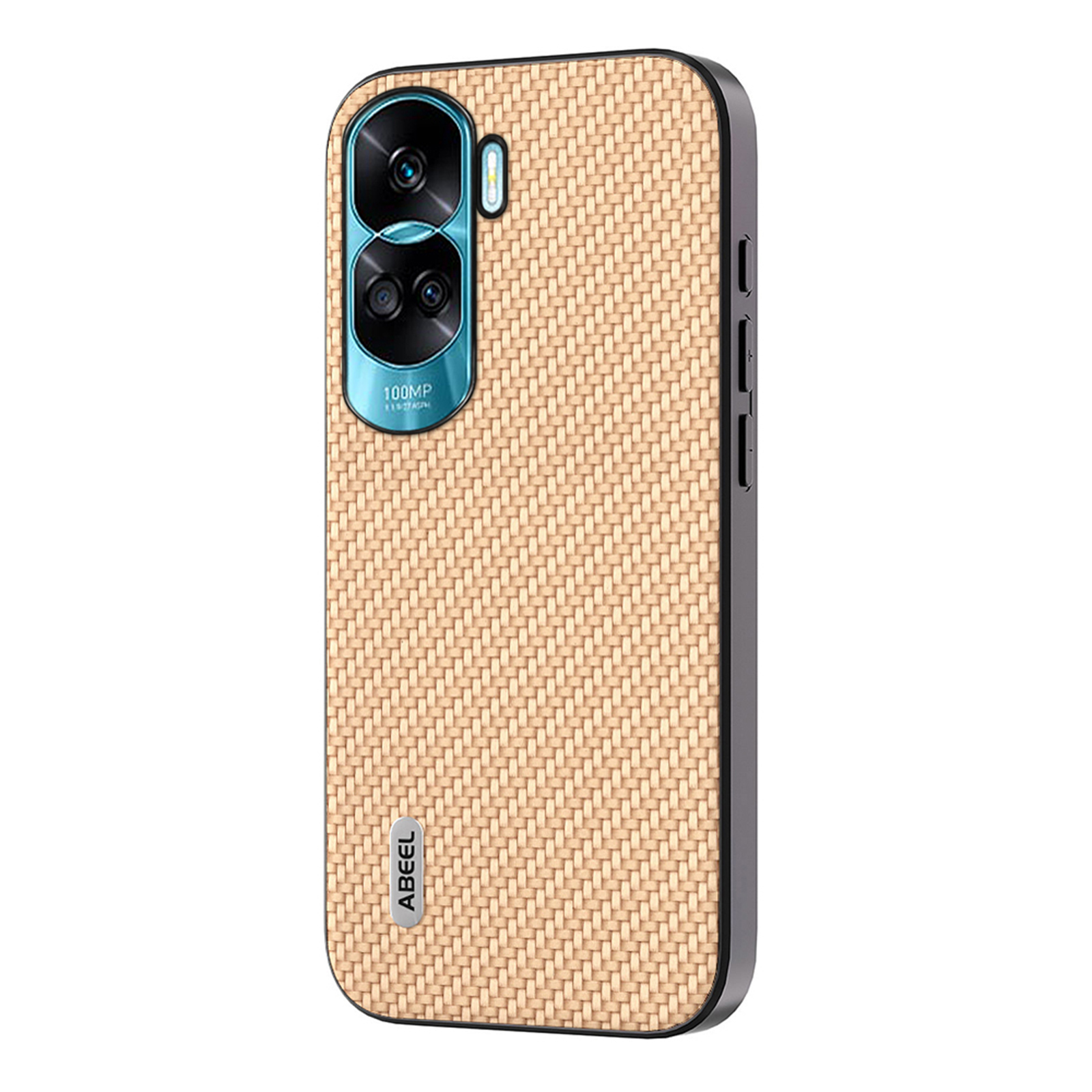 

Abel Für Ehren X50i 5g / 90 Lite 5G Carbonfaser Texture Phone Hülle Lederbeschichtete PC+TPU -rückseite - Hellgelb, Honor X50i 5G