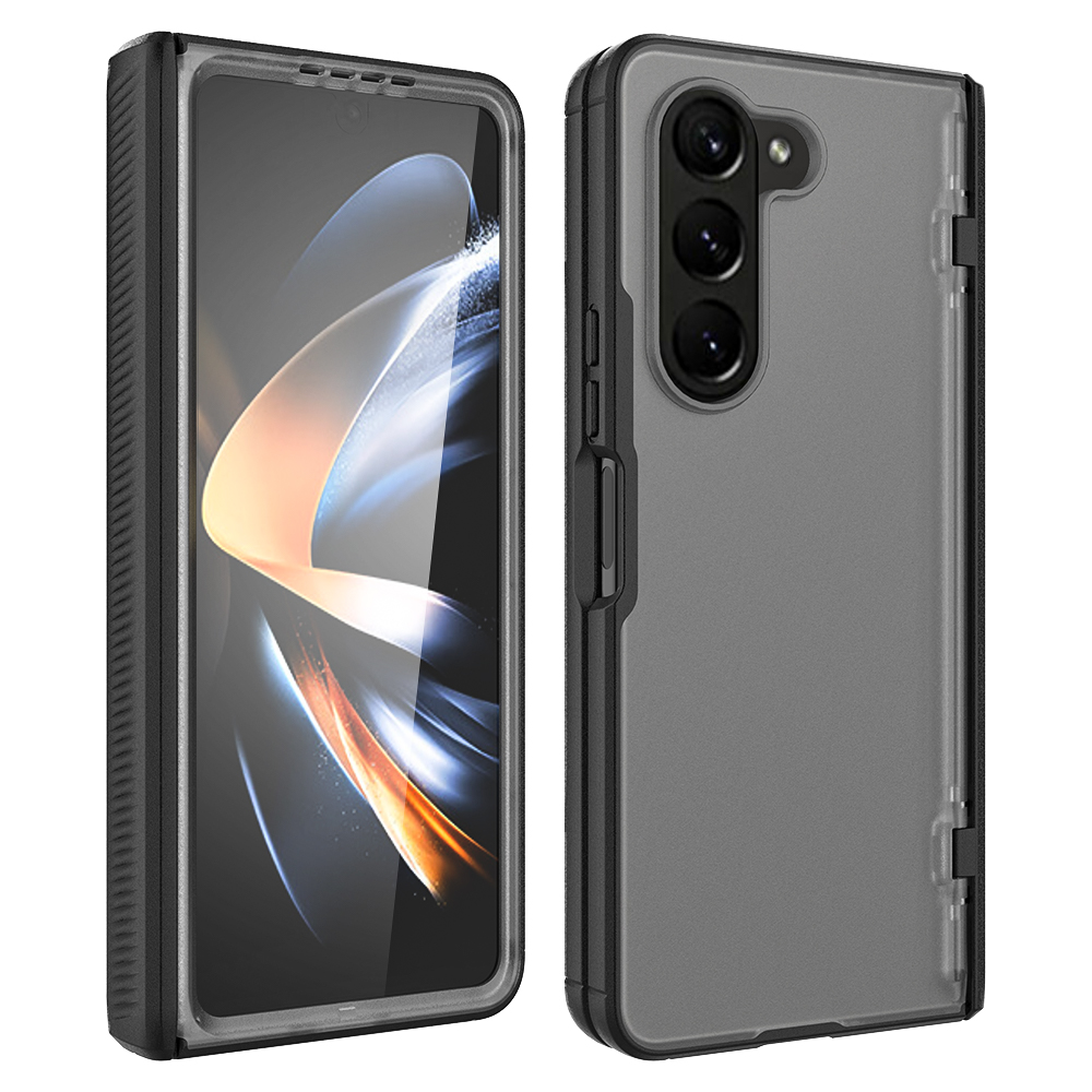 

Für Samsung Galaxy Z Fold5 5G Halsscharnierschutz Matte Telefonabdeckung Mit Haustierfilm - Schwarz, Galaxy Z Fold5 5G