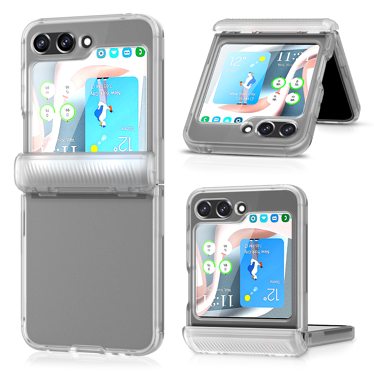 

Für Samsung Galaxy Z Flip5 5G PC+TPU Matt Phone Hülle Scharnierschutzabdeckung Mit PET Small Screen Film - Transparent, Galaxy Z Flip5 5G