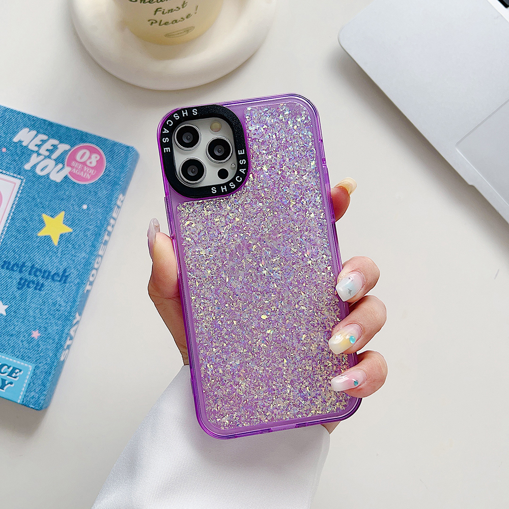 

Telefonabdeckung Für Iphone 15 Plus, Glitzer Bling Epoxy PC+TPU -kameraschutzrahmen Zurück -hülle - Lila, iPhone 15 Plus