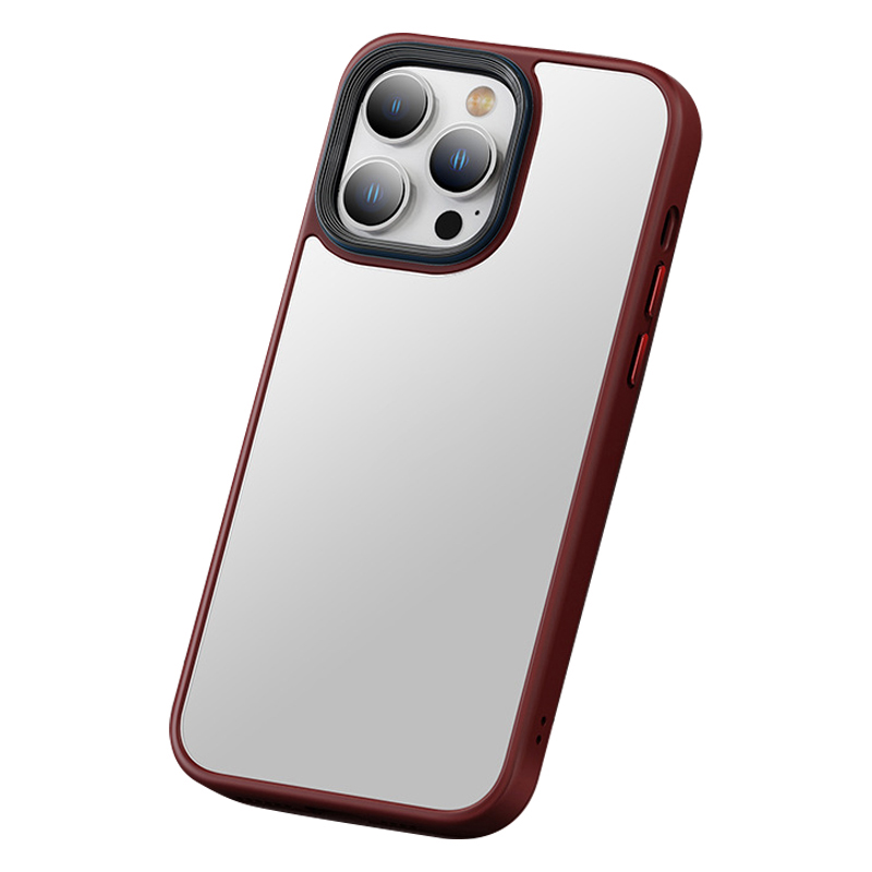 

Matte Pc+tpu-hülle Für Iphone 15 Pro Max Skin-Touch Slim Phone Cover Mit Metalllinsenrahmen - Weinrot, iPhone 15 Pro Max