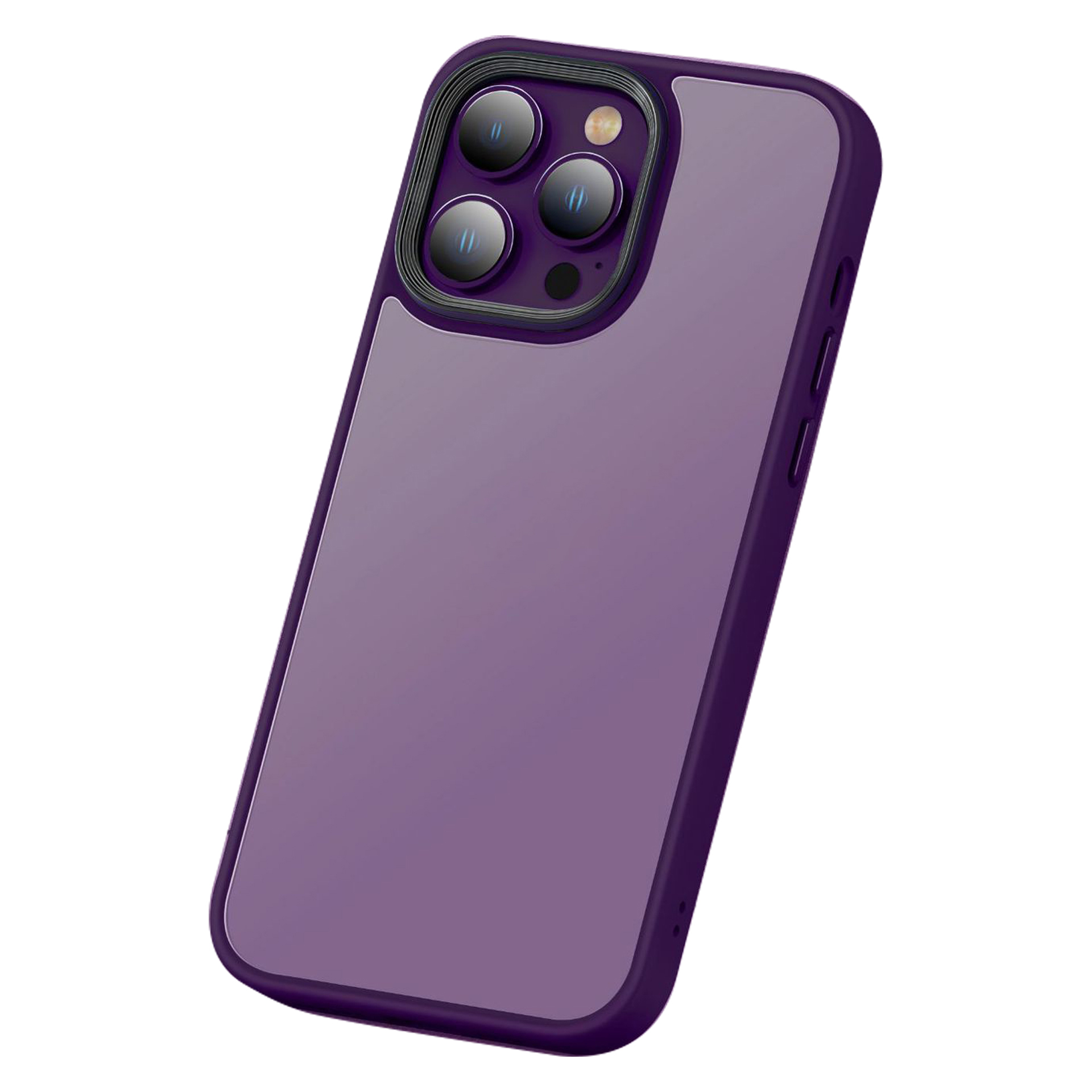 

Schutzmatthülle Für Eine 15 Pro Skin-touch-pc+tpu-telefonabdeckung Mit Metalllinsenrahmen - Dunkelviolett, iPhone 15 Pro