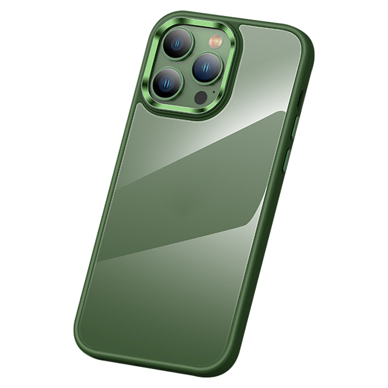 

Crystal Clear PC+TPU -hülle Für Iphone 15 Schocksicheres Schlankphone -abdeckung Mit Metalllinsenrahmen - Grün, iPhone 15