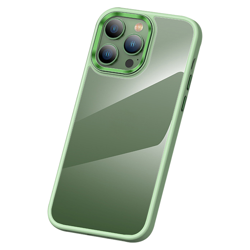 

Crystal Clear PC+TPU -hülle Für Iphone 15 Schocksicheres Schlankphone -abdeckung Mit Metalllinsenrahmen - Hellgrün, iPhone 15