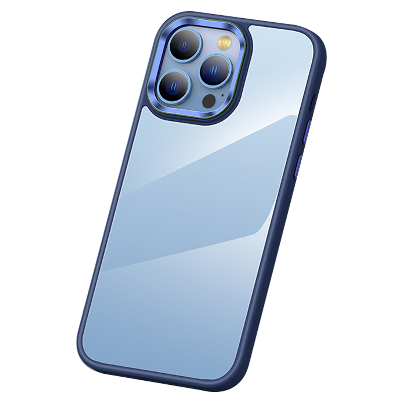 

Ultra Clear Schocksicheres Hülle Für Iphone 15 Pro Slim PC+TPU -telefonschale Mit Metalllinsenrahmen - Dunkelblau, iPhone 15 Pro