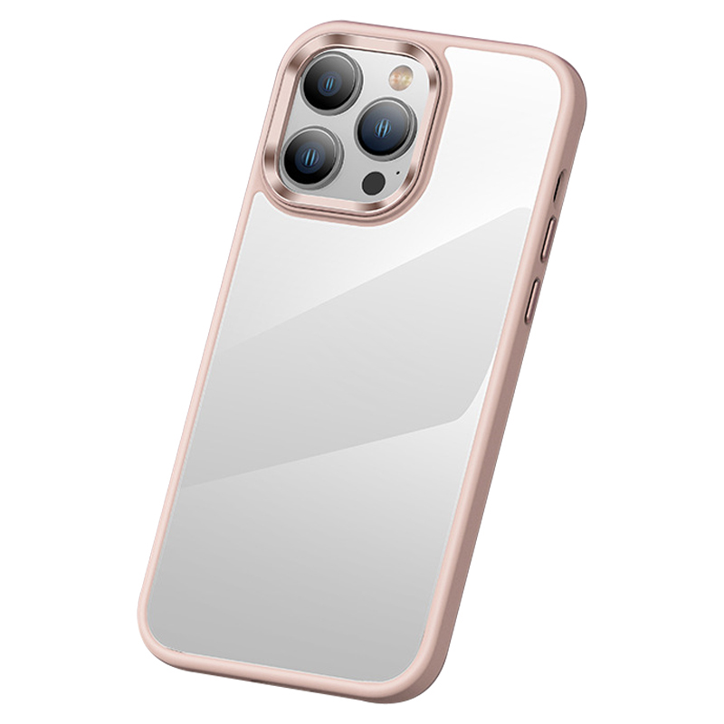 

Anti-kratzer-telefonhülle Für Iphone 15 Pro Max Slim Slim Clear Pc+tpu-telefonschale Mit Metalllinsenrahmen - Rosa, iPhone 15 Pro Max