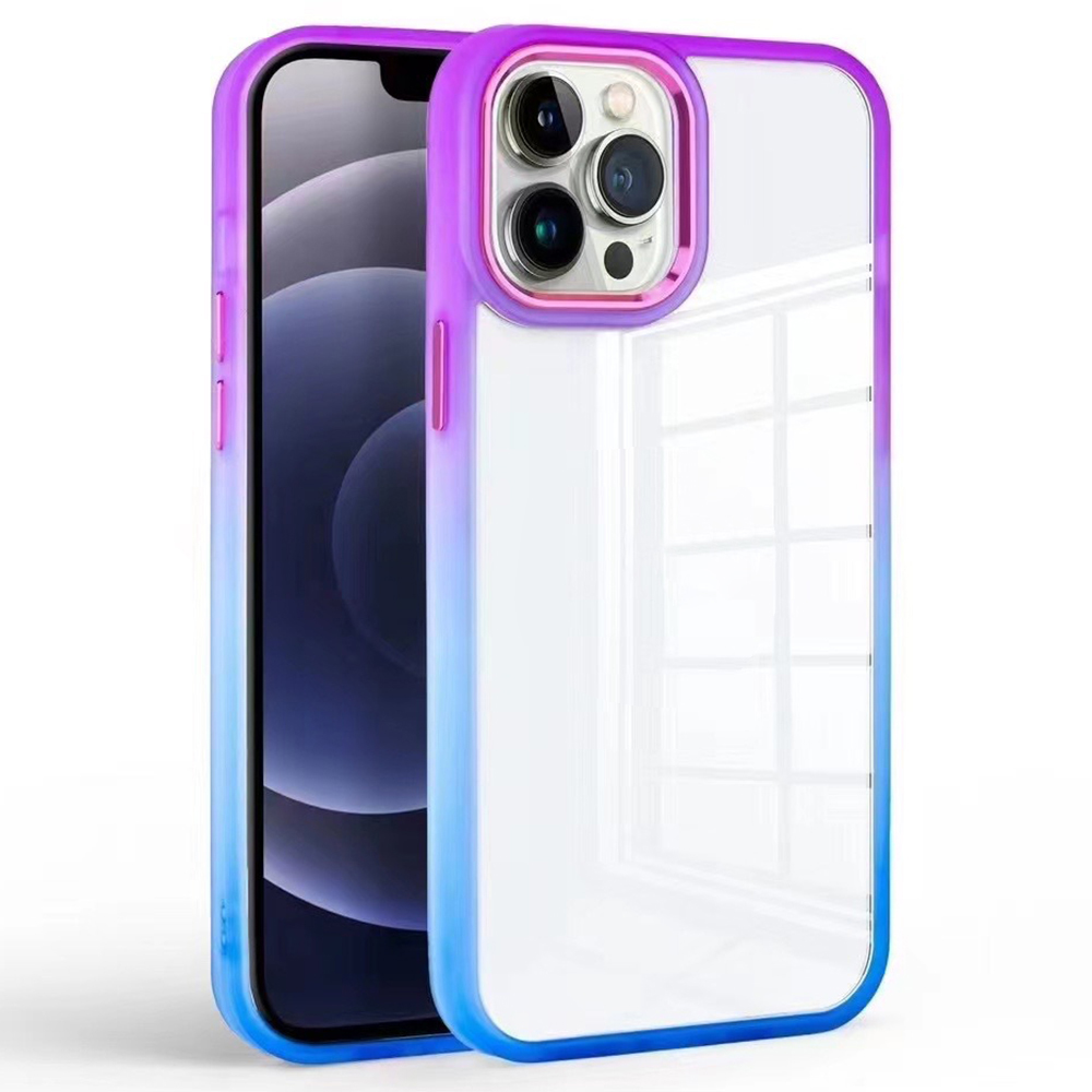 

Für Das Iphone 15 Plus -gradienten -telefonhülle TPU+PC Schockdichte Klare Rückzugabdeckung - Lila+dunkelblau, iPhone 15 Plus