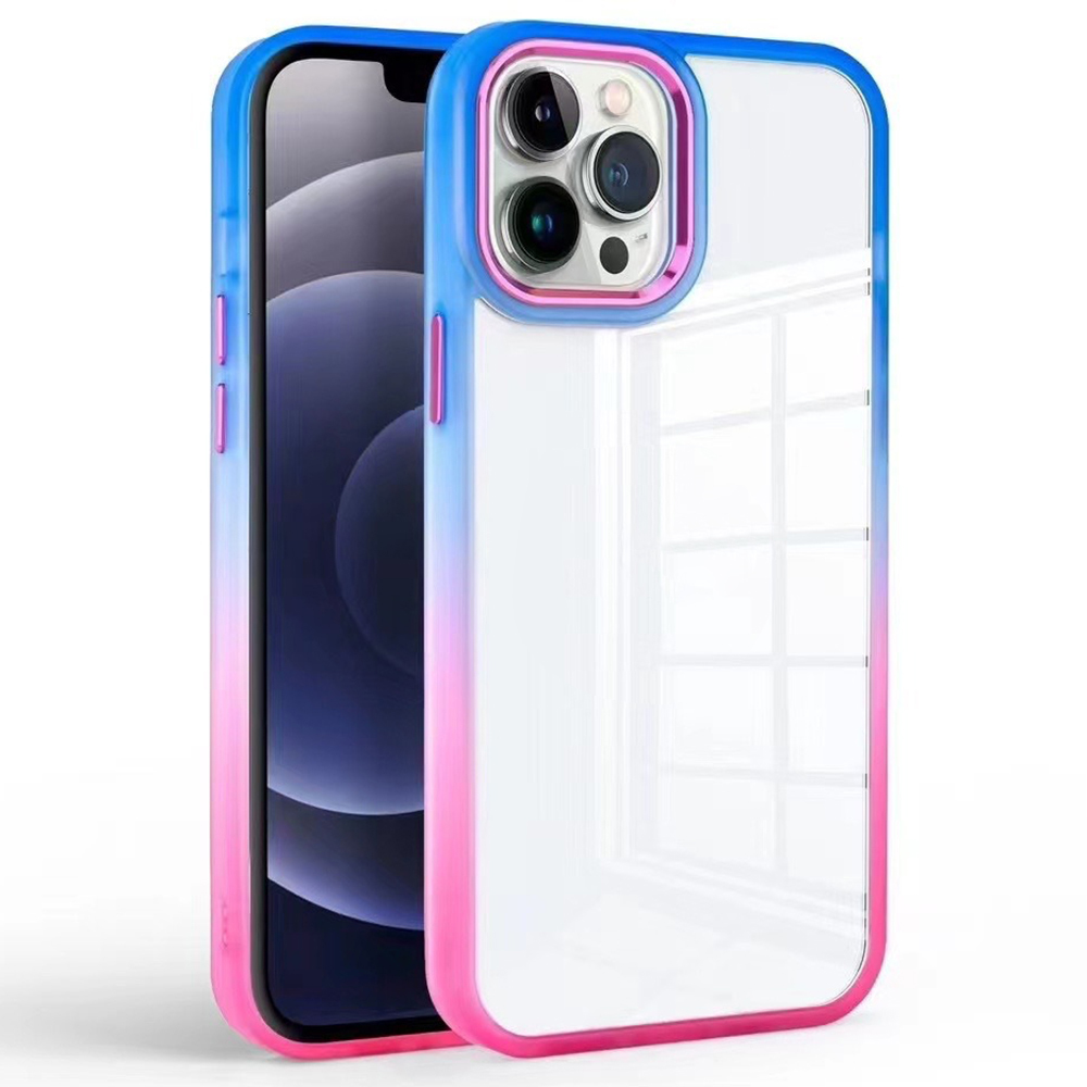 

Für Das Iphone 15 Plus -gradienten -telefonhülle TPU+PC Schockdichte Klare Rückzugabdeckung - Dunkelblau+rose, iPhone 15 Plus