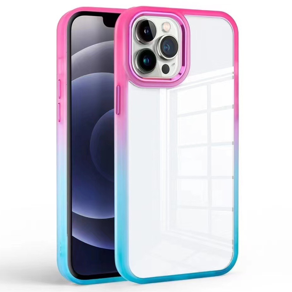 

Für Iphone 15 Stylish Gradient Phone Case Anti-drop-tpu+pc Clear Zurück - Rose+hellblau, iPhone 15