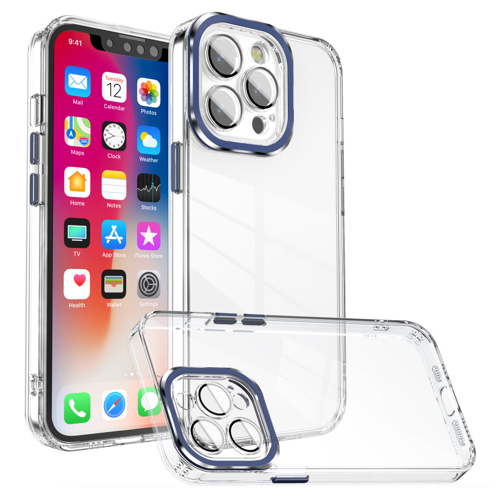 

Transparentes Telefonkoffer Für Iphone 15 Plus Anti-drop-tpu+pc-cover Mit Glaslinsenfilm - Saphir, iPhone 15 Plus