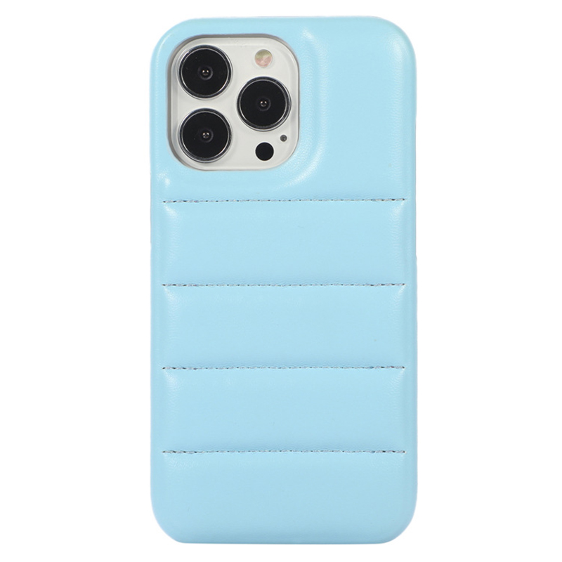 

Für Iphone 15 Pro Max PU Leder Beschichtete Pc-telefonabdeckung Anti-drop-down-jacke Zurück - Himmelblau, iPhone 15 Pro Max