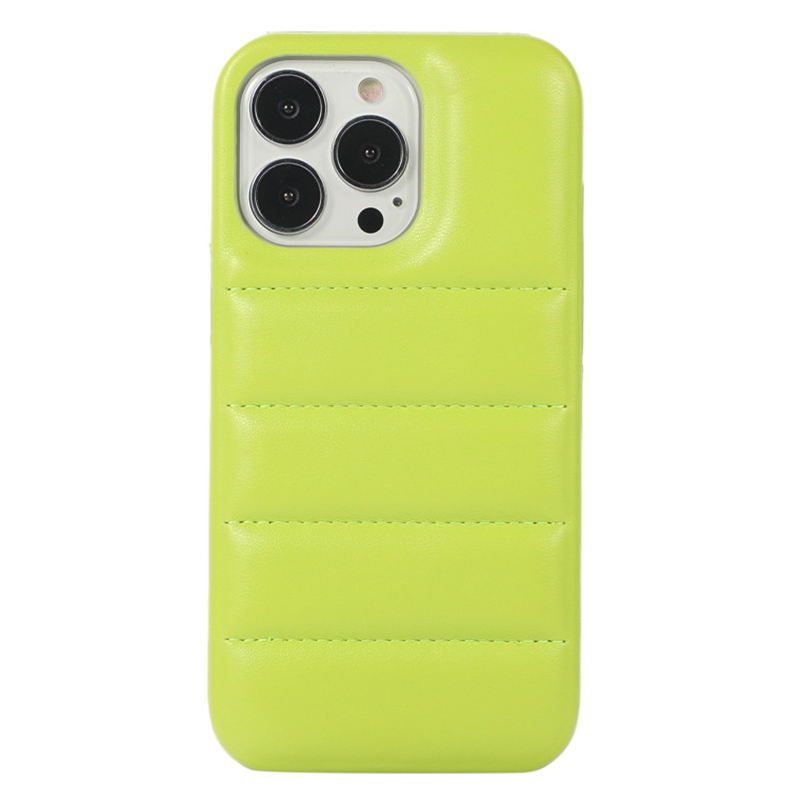 

Für Iphone 15 Pro Max PU Leder Beschichtete Pc-telefonabdeckung Anti-drop-down-jacke Zurück - Leuchtendes Grün, iPhone 15 Pro Max