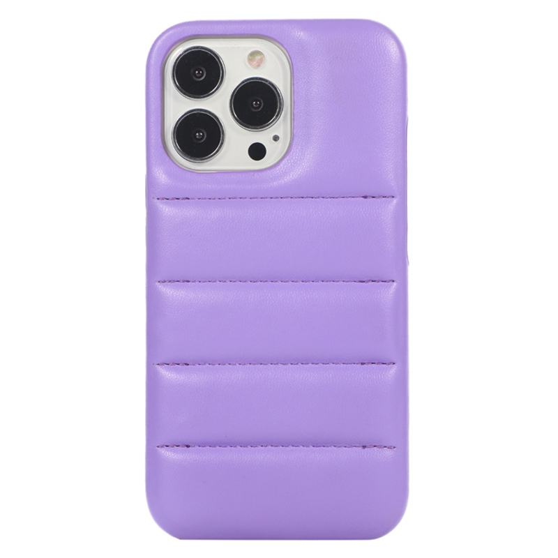 

Für Das Iphone 15 Plus Down Jacke PU Leder Beschichtete Pc-telefonabdeckung Anti-drop-rückhülle - Lila, iPhone 15 Plus