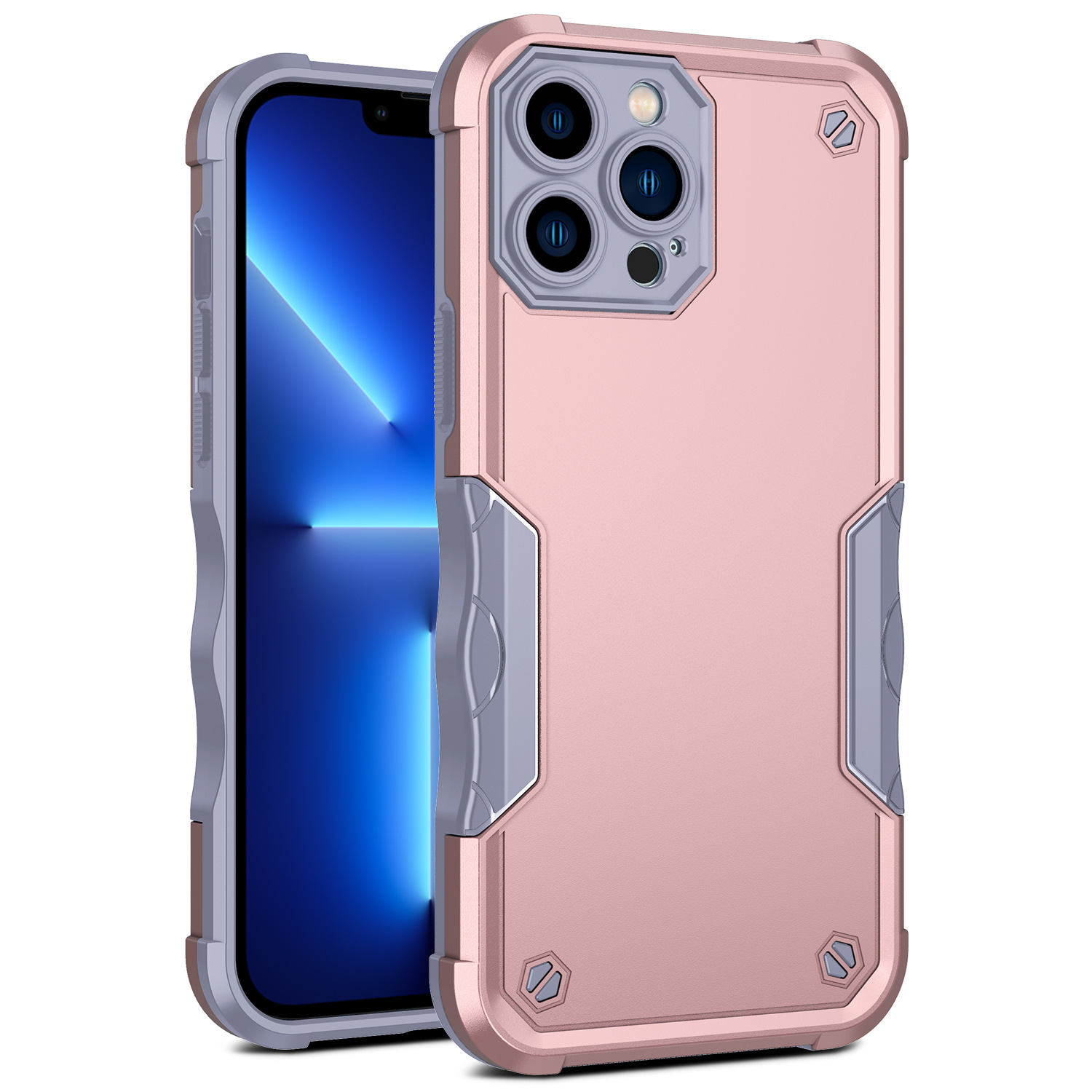 

Für Iphone 15 Pro Max Maximal Rutschstreifen Mobile Mobile Abdeckung Pc+tpu Bump Act Zurückkoffer - Roségold, iPhone 15 Pro Max