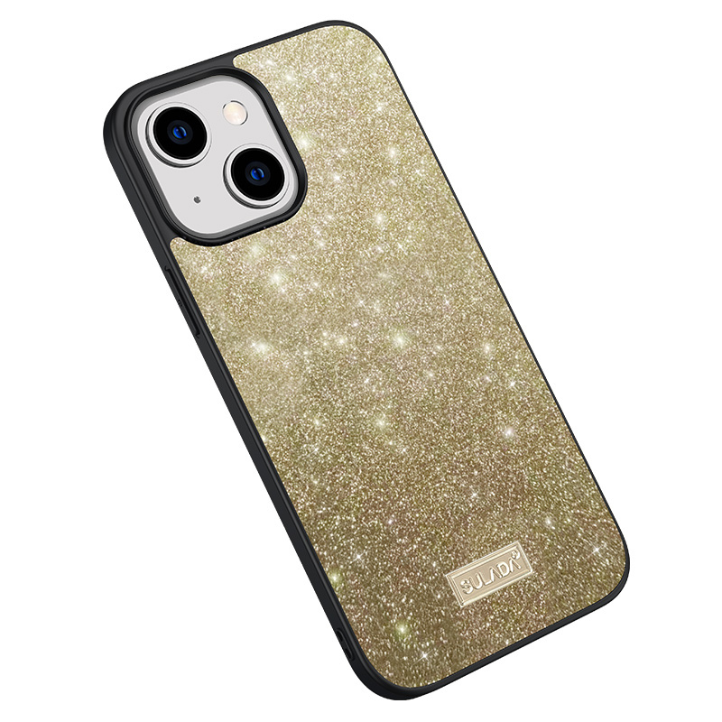

Sulada Rückenabdeckung Für Iphone 15, PU -leder -pc + TPU -glitzer -pailletten Telefonhülle - Gold, iPhone 15