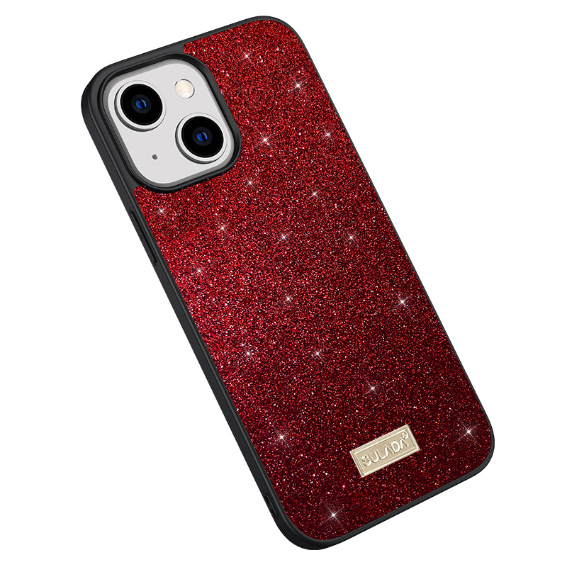 

Sulada Back Cover Für Iphone 15 Plus, Herbst -proof PU -leder -pc + TPU -glitzer -pailletten Telefonhülle - Rot, iPhone 15 Plus