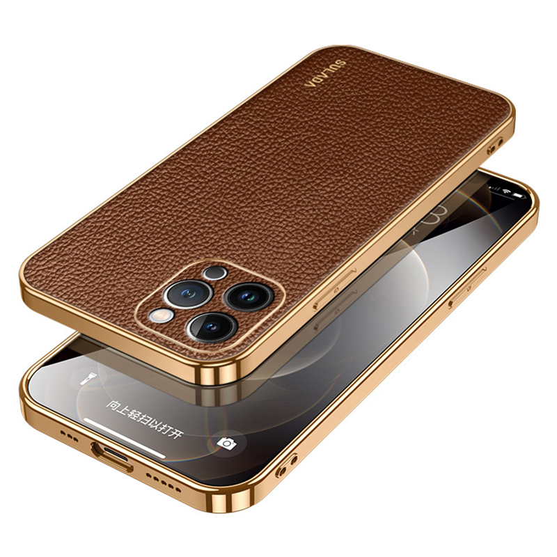 

Sulada Für Iphone 15 Pro Max -elektroplattenabdeckung Litchi Textur PU Leder Beschichtetes PC+TPU -telefonhülle - Kaffee, iPhone 15 Pro Max