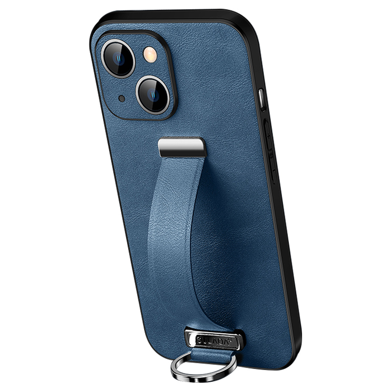 

Sulada Fashion -serie Für Iphone 15 Crazy Horse Texture PC+PC+TPU -telefonhülle Mit Gurt Ständer - Blau, iPhone 15