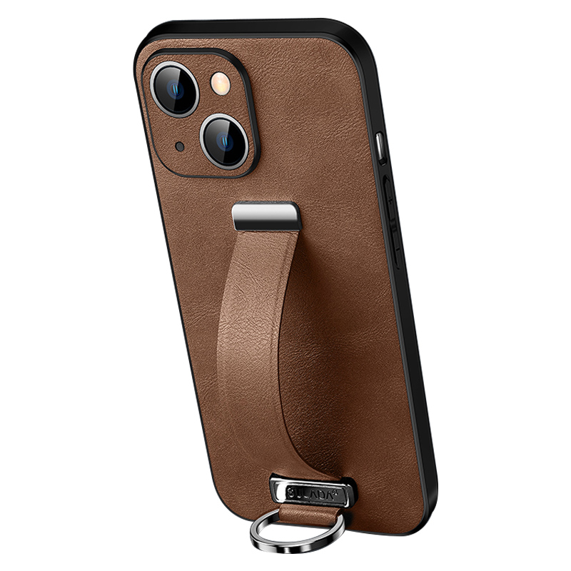 

Sulada Fashion -serie Für Iphone 15 Crazy Horse Texture PC+PC+TPU -telefonhülle Mit Gurt Ständer - Braun, iPhone 15