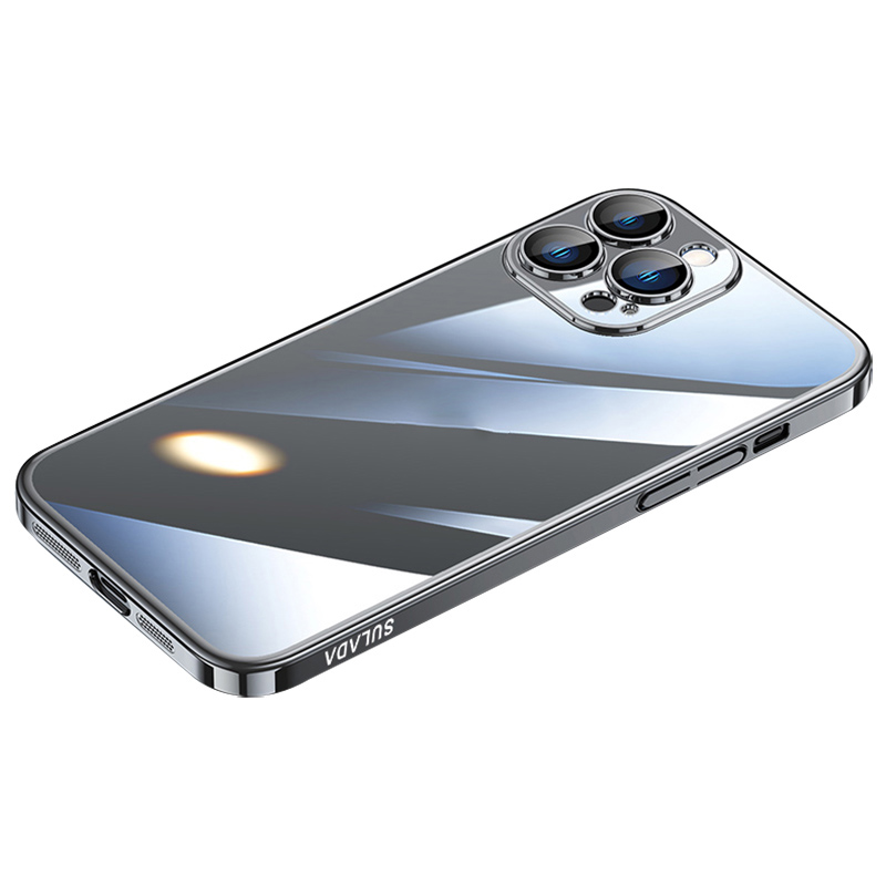 

Sulada Jingjia -serie Für Iphone 15 Pro Max Hard PC Clear Clear Hülle Temperierte Glaslinsen Filmelektroplierende Telefonabdeckung - Schwarz, iPhone 15 Pro Max