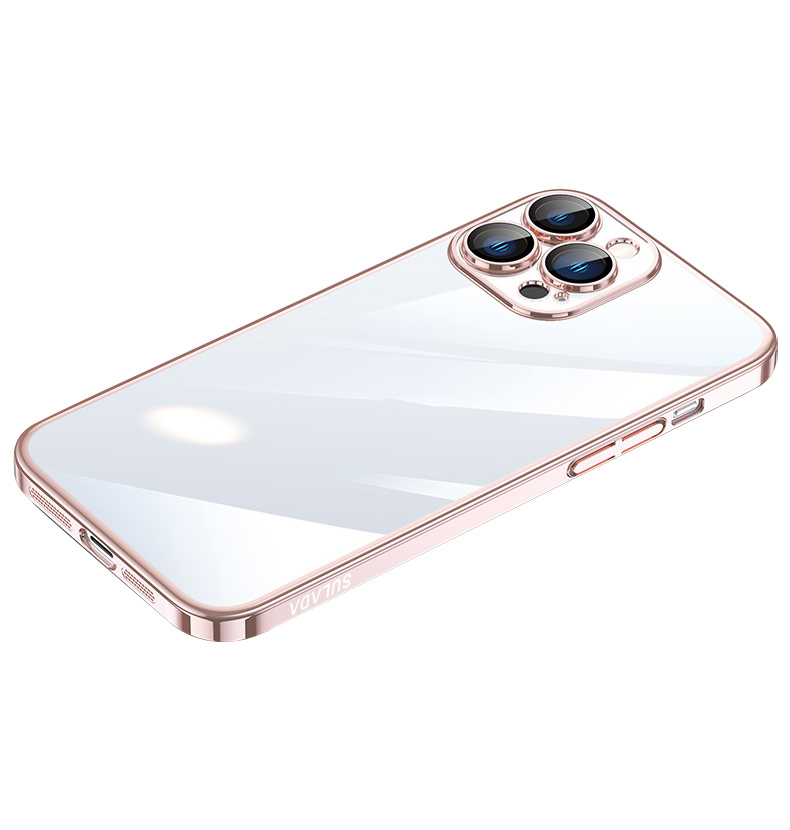 

Sulada Jingjia -serie Für Iphone 15 Pro Max Hard PC Clear Clear Hülle Temperierte Glaslinsen Filmelektroplierende Telefonabdeckung - Rosa, iPhone 15 Pro Max