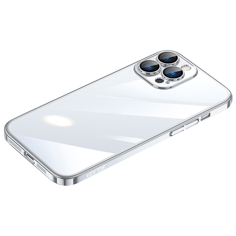 

Sulada Jingjia -serie Für Iphone 15 Pro Max Hard PC Clear Clear Hülle Temperierte Glaslinsen Filmelektroplierende Telefonabdeckung - Silber, iPhone 15 Pro Max