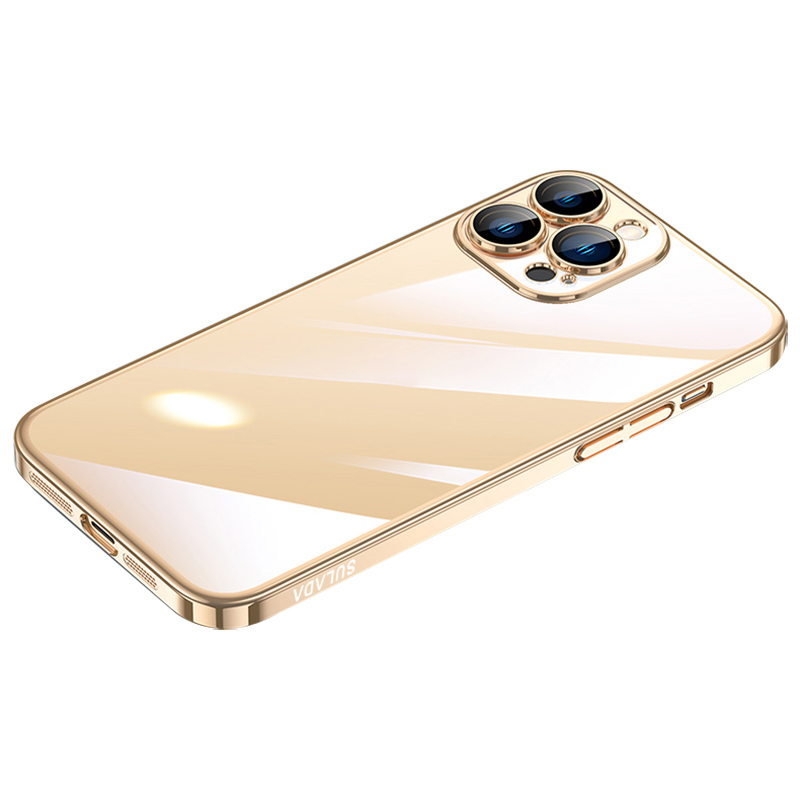 

Sulada Jingjia -serie Für Iphone 15 Pro Max Hard PC Clear Clear Hülle Temperierte Glaslinsen Filmelektroplierende Telefonabdeckung - Gold, iPhone 15 Pro Max