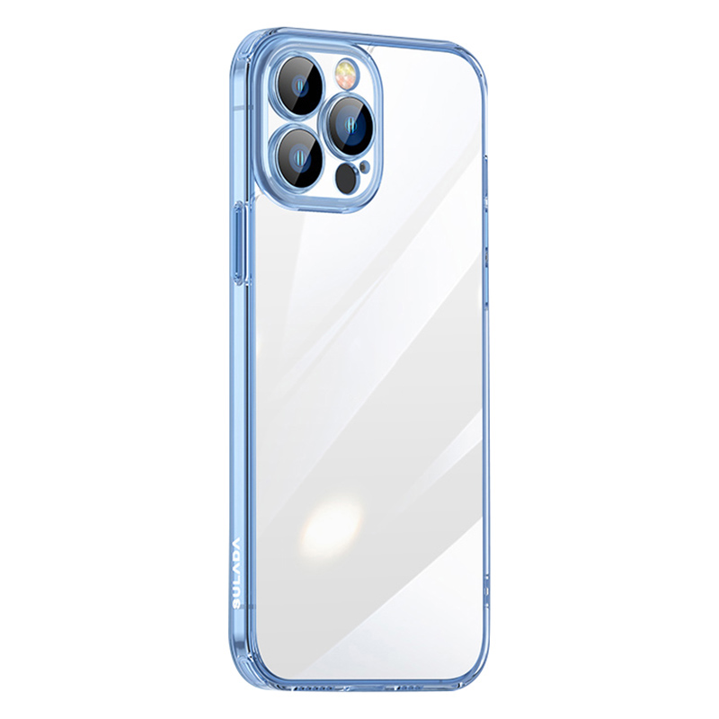

Sulada Kristallstahlserie Für Iphone 15 Pro Stoßdämpfer Clear Case Tpu+temperiertes Glas Schlanker Telefonabdeckung - Transparent Blau, iPhone 15 Pro