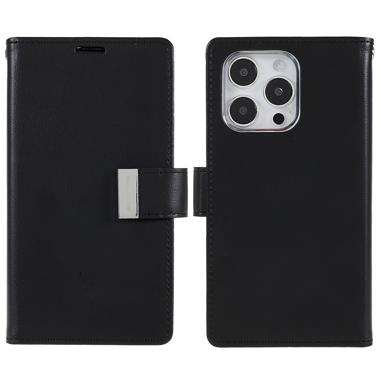 

Mercury Goospery Für Iphone 15 Pro Phone Wallet Hülle PU Lederabdeckung Mit Metallmagnetverschluss - Schwarz, iPhone 15 Pro