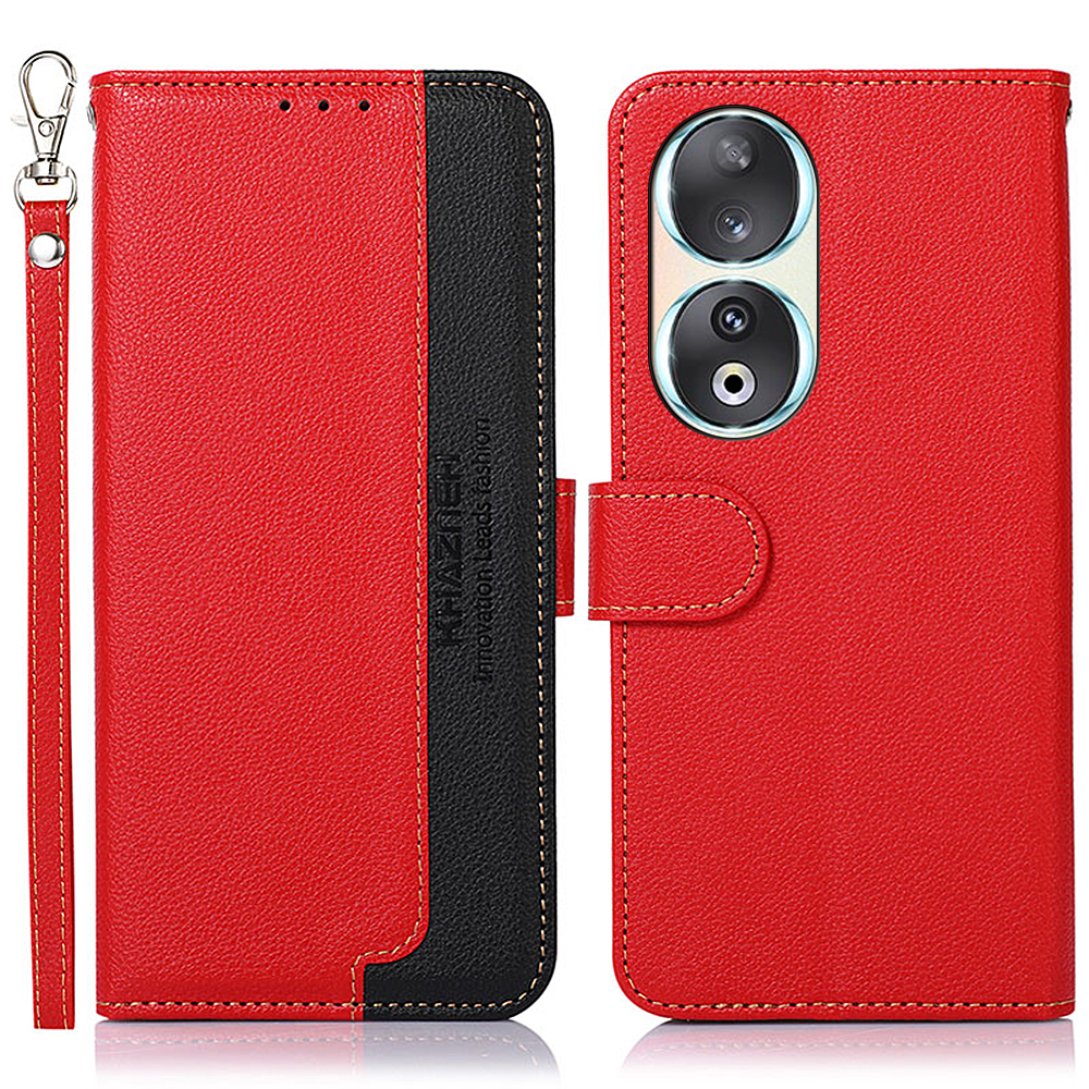 

Khazneh Für Ehren 90 Telefonschale Litchi Textur Wallet Stand RFID Blockierende Anti-kratzer-pu-ledertasche - Rot, Honor 90