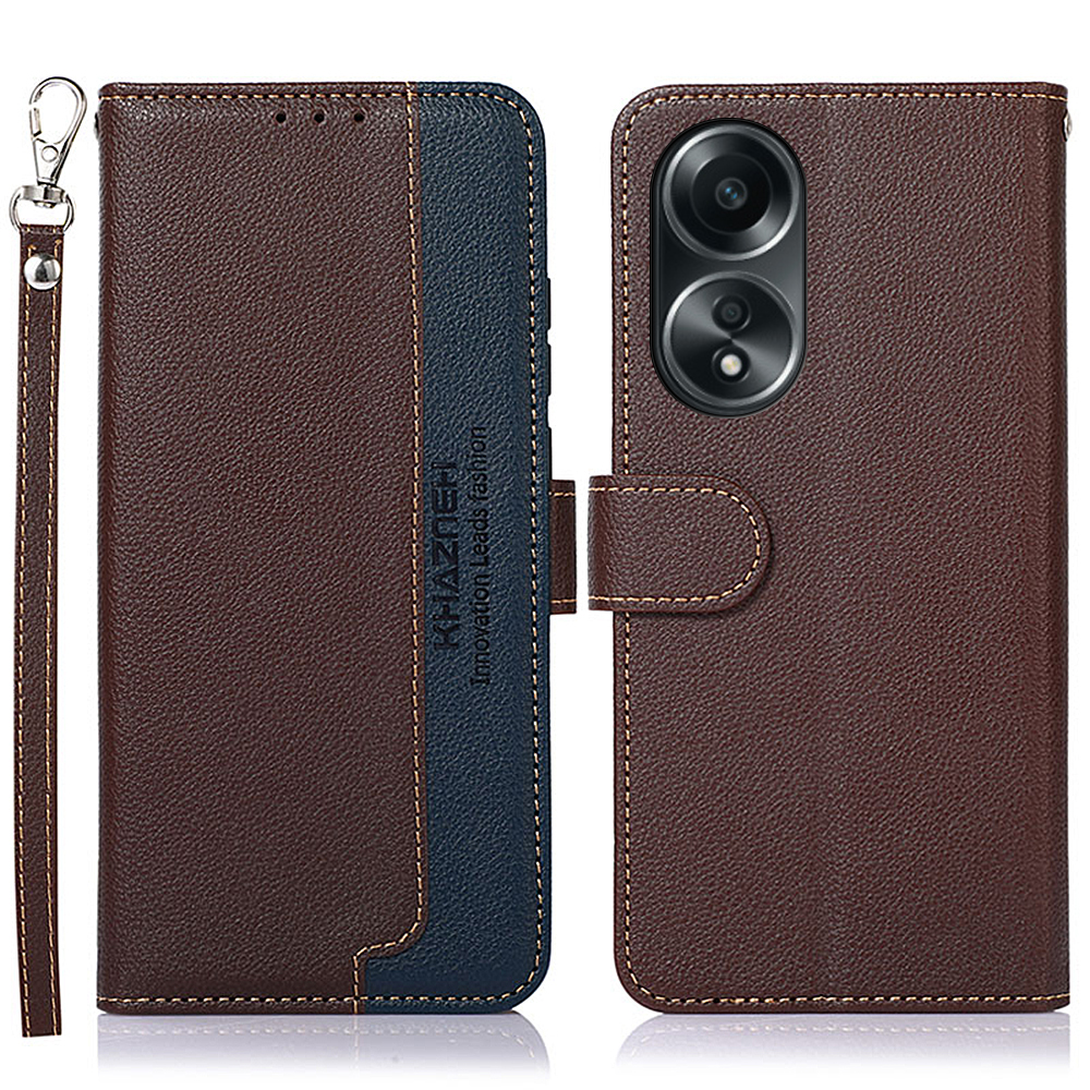 

Khazneh Für Oppo A78 4G RFID Blockierende Ledertasche Litchi Textur Wallet Stand Telefonabdeckung - Braun, Oppo A78 4G