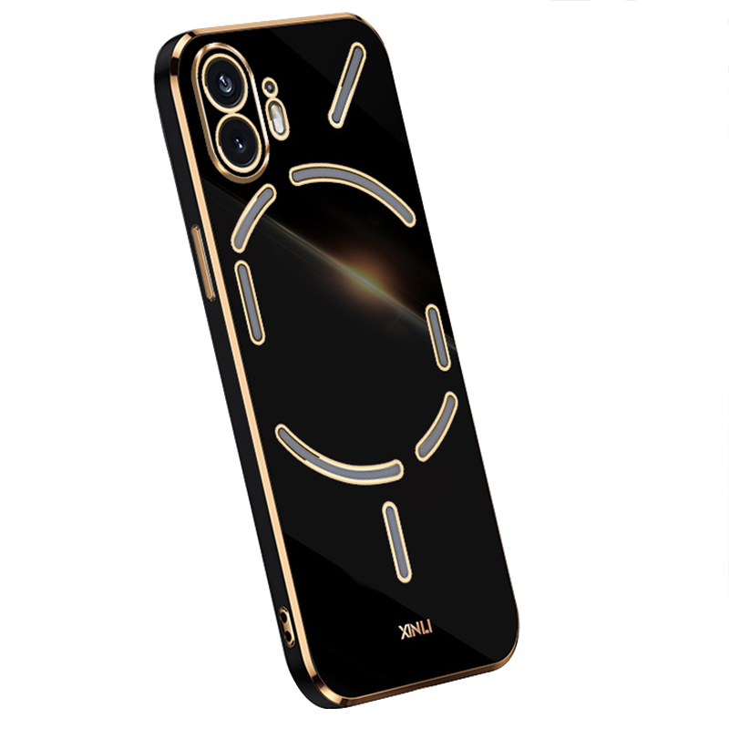 

Xinli Für Nichts Telefon (2) Elektroplierte Goldkante Anti-kratzer-telefonkoffer Tpu-schutzabdeckung - Schwarz, Nothing Phone (2)