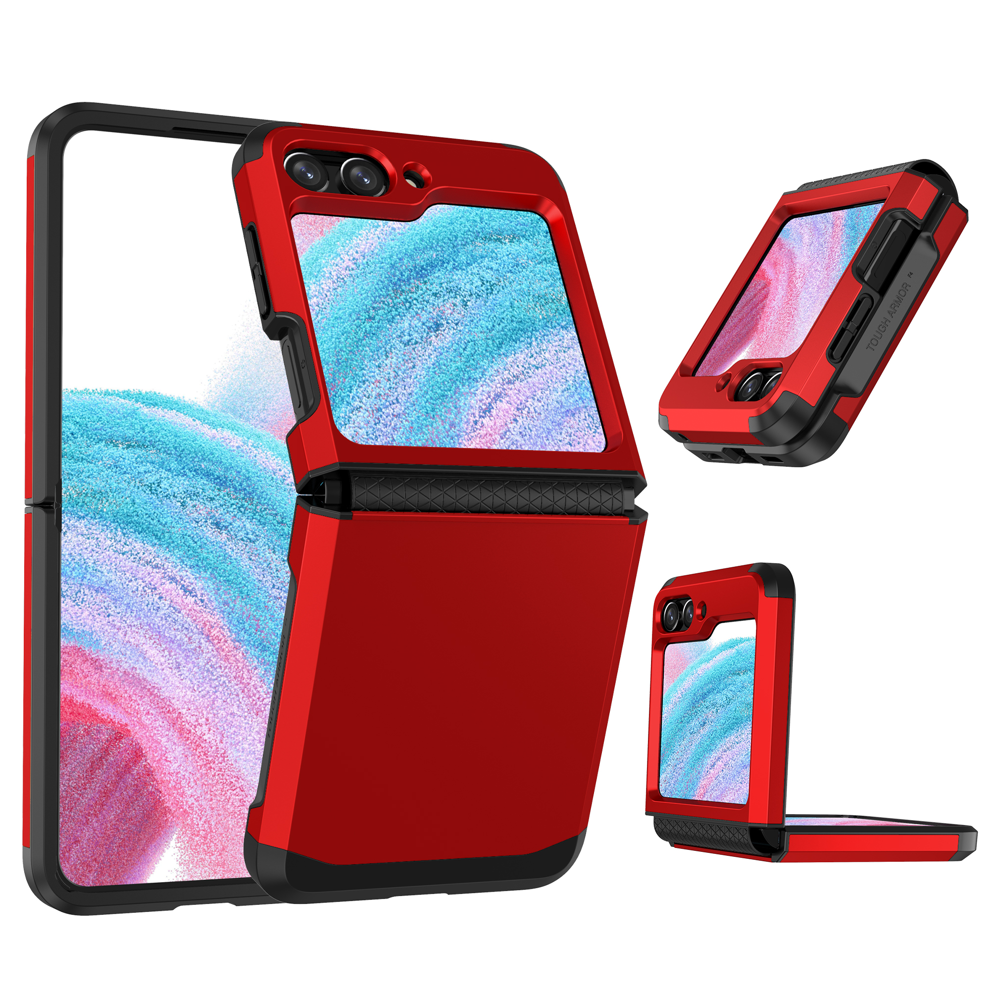 

Für Samsung Galaxy Z Flip5 5G Folding Phone Protective Cover PC + TPU Drop Proof Case - Rot, Galaxy Z Flip5 5G
