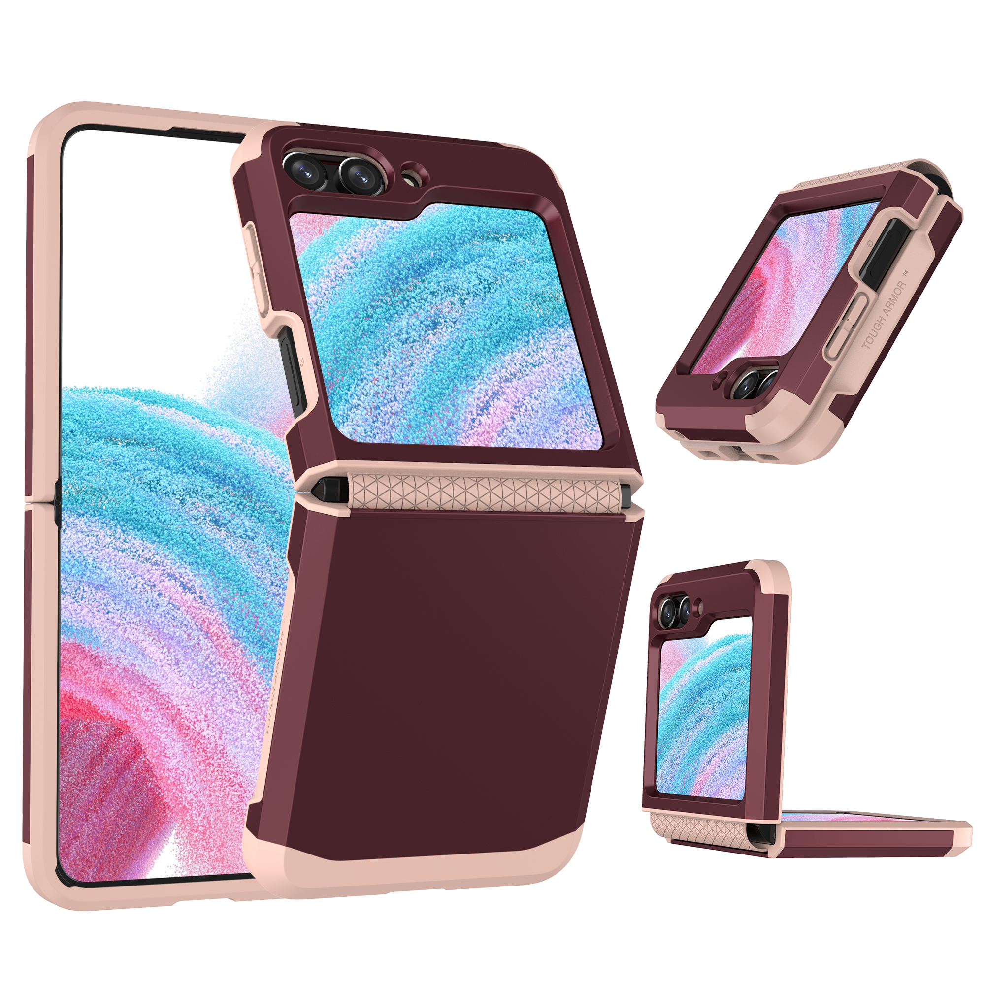 

Für Samsung Galaxy Z Flip5 5G Folding Phone Protective Cover PC + TPU Drop Proof Case - Weinrot, Galaxy Z Flip5 5G