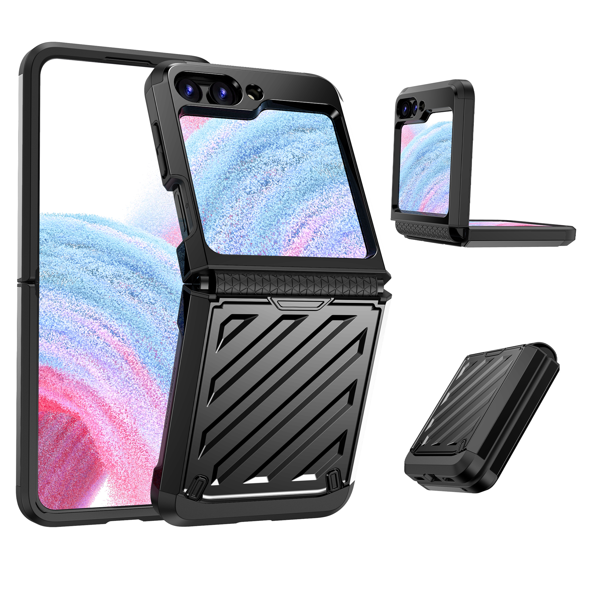 

Für Samsung Galaxy Z Flip5 5G Faltphontone Elektroplierende Schutzabdeckung PC + TPU Anti-fall-fall-hülle - Schwarz, Galaxy Z Flip5 5G