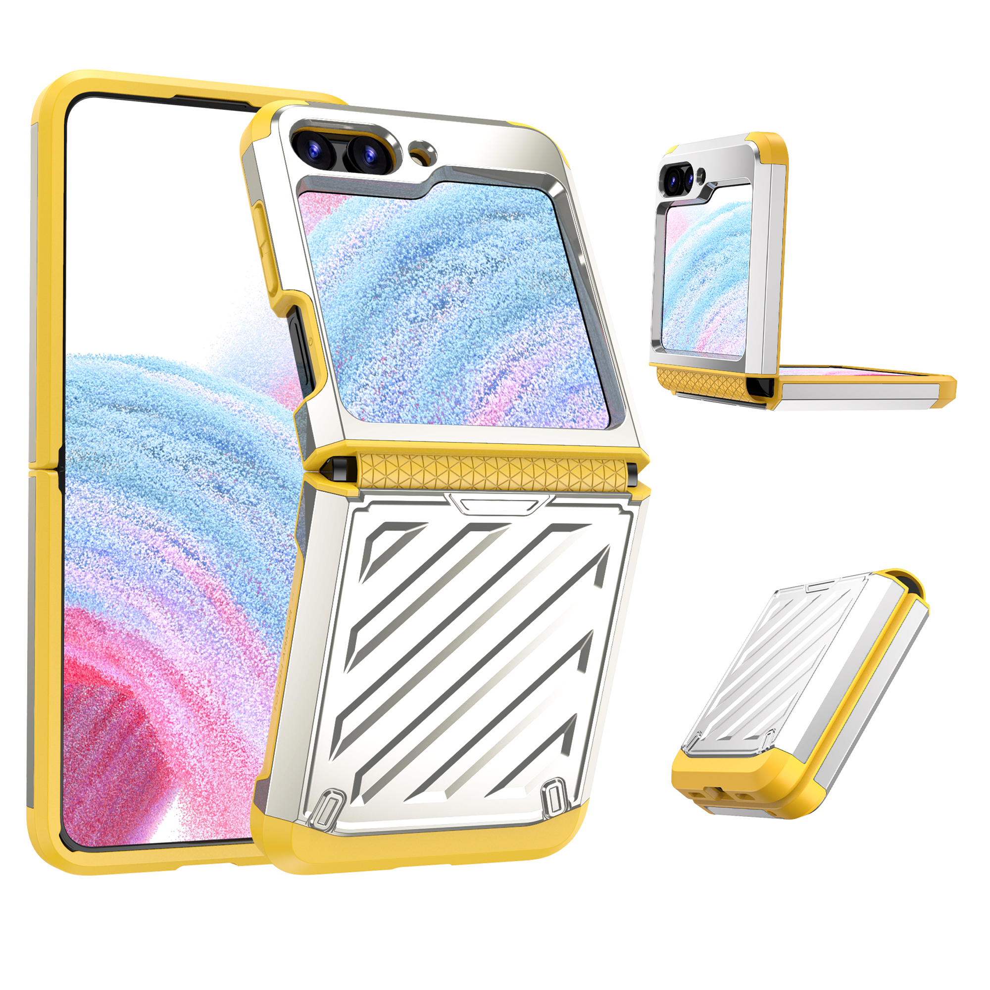 

Für Samsung Galaxy Z Flip5 5G Faltphontone Elektroplierende Schutzabdeckung PC + TPU Anti-fall-fall-hülle - Silber, Galaxy Z Flip5 5G