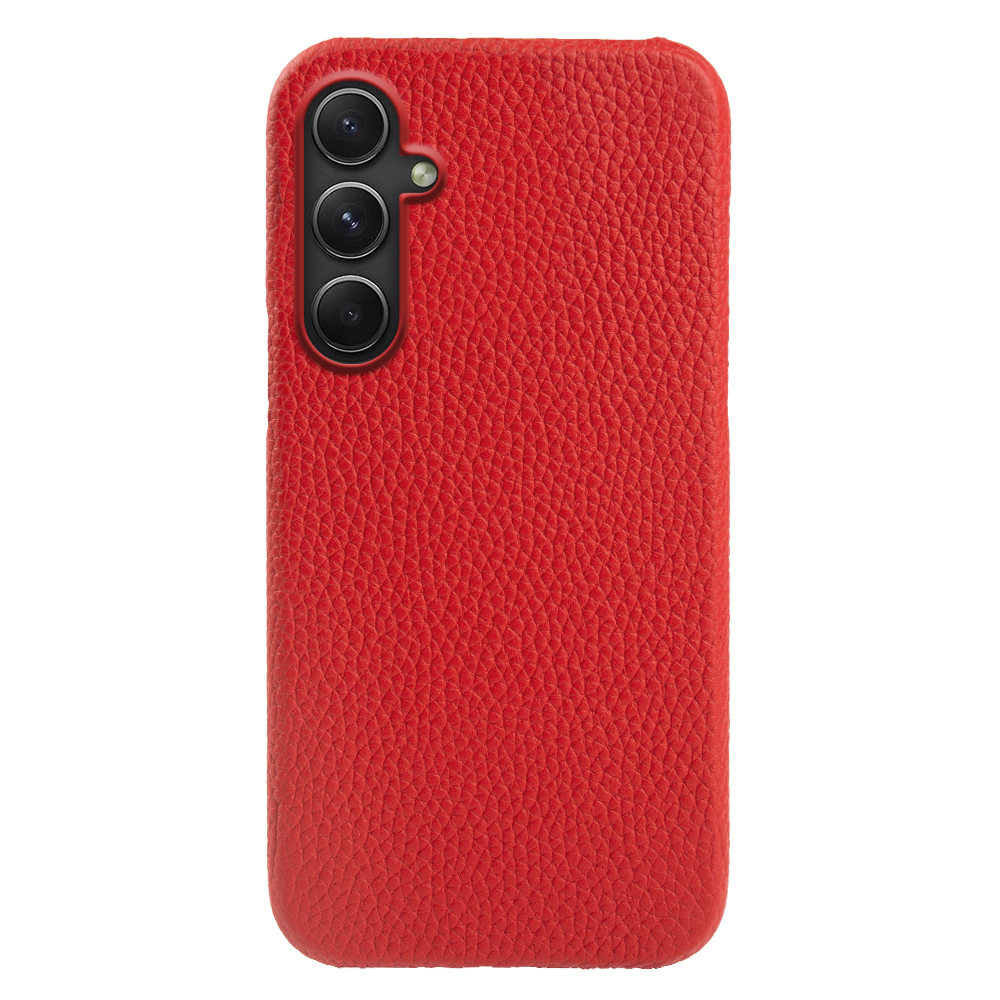 

Für Samsung Galaxy A34 5G Telefonhülle Echtes Kuhleder Beschichtetes PC Unvollständiger Abdeckungsschale - Rot, Galaxy A34 5G
