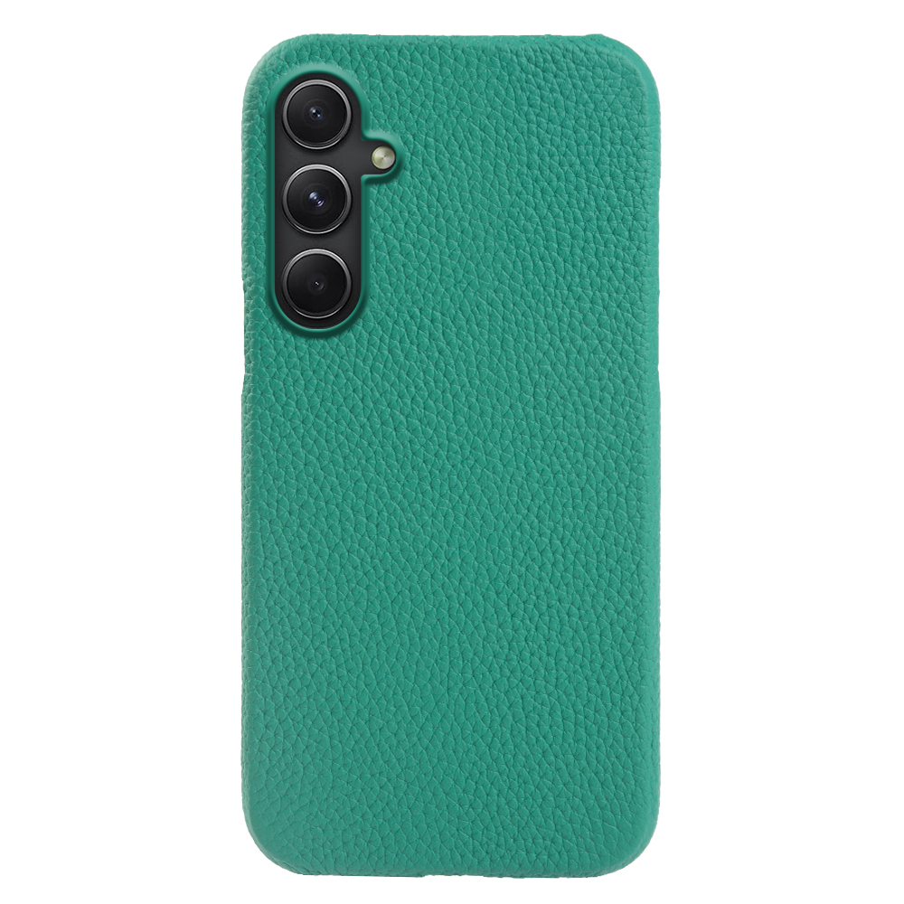 

Für Samsung Galaxy A34 5G Telefonhülle Echtes Kuhleder Beschichtetes PC Unvollständiger Abdeckungsschale - Cyan, Galaxy A34 5G